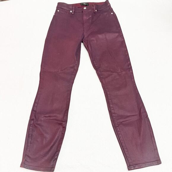 7 For All Mankind Red/Burgundy Straight Leg Skinny Denim Jeans Size 28 - Picture 2 of 8